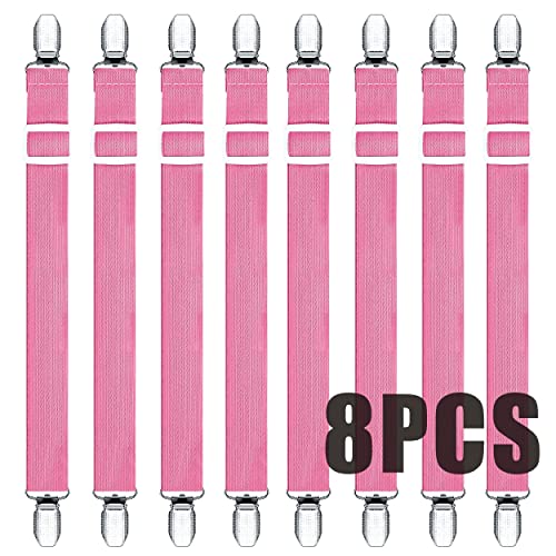 布団クリップ ズレ防止クリップ ベッドシーツクリップ 8本セット シーツ固定 調整でき 30〜129cm loyouve コーナー止め固定 布団 ずれ防止 クリップ ピンク