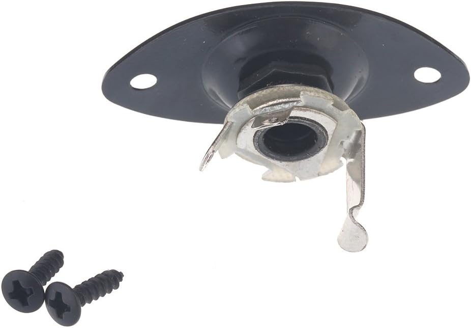 Musiclily 6.35mm Oval Guitar Loaded Jack Socket Plate for Electric Guitar Black, 2.5 cm x 0.984 inches - Image 3