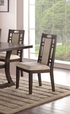 Amazon Com Poundex F1380 Selvaggia 2 Earthy Grey Rubber Wood Dinner Chairs Home Kitchen