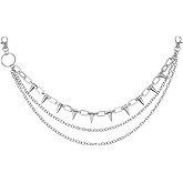 CABODYALS Silver Rivet 3 Layered Chain Belt Waist Alloy Chains Punk Multilayer Link Belts Rave Body Jewelry Gothic Vintage Decorative Accessories for Women Men Party Festival Dancing Jeans Dress Gifts