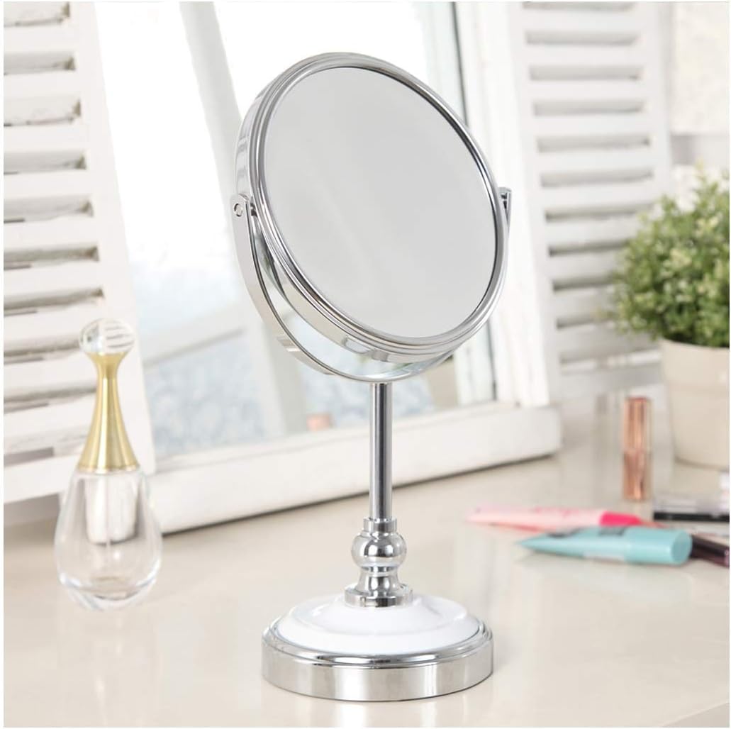 Mnjin Badezimmerspiegel Schminkspiegel Metall, rund, rechtsseitig, HD