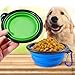 Collapsible Dog Bowl, 2 Pack Small Portable Dog Travel Bowl for Hiking Camping, Foldable Expandable Cup Dish Set for Pet Cat Service Dogs, Dog Water Bowl 2 Clips (Blue+Green)