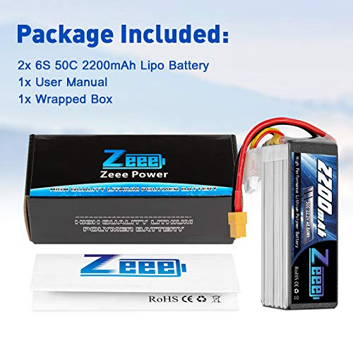 Zeee 6S Lipo Akku 22,2V 50C 2200mAh RC Batterie mit XT60 Stecker für RC Auto Truck Flugzeug Heilikopter Boot RC Hobby (2… – Bild 8
