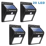 Miserwe Solar Led Lights 4 Pack Solar Motion Light 20 LED Motion Sensor Led Solar Lights outdoor Waterproof Wireless Solar Powered Motion Light for Step Garden Yard Path