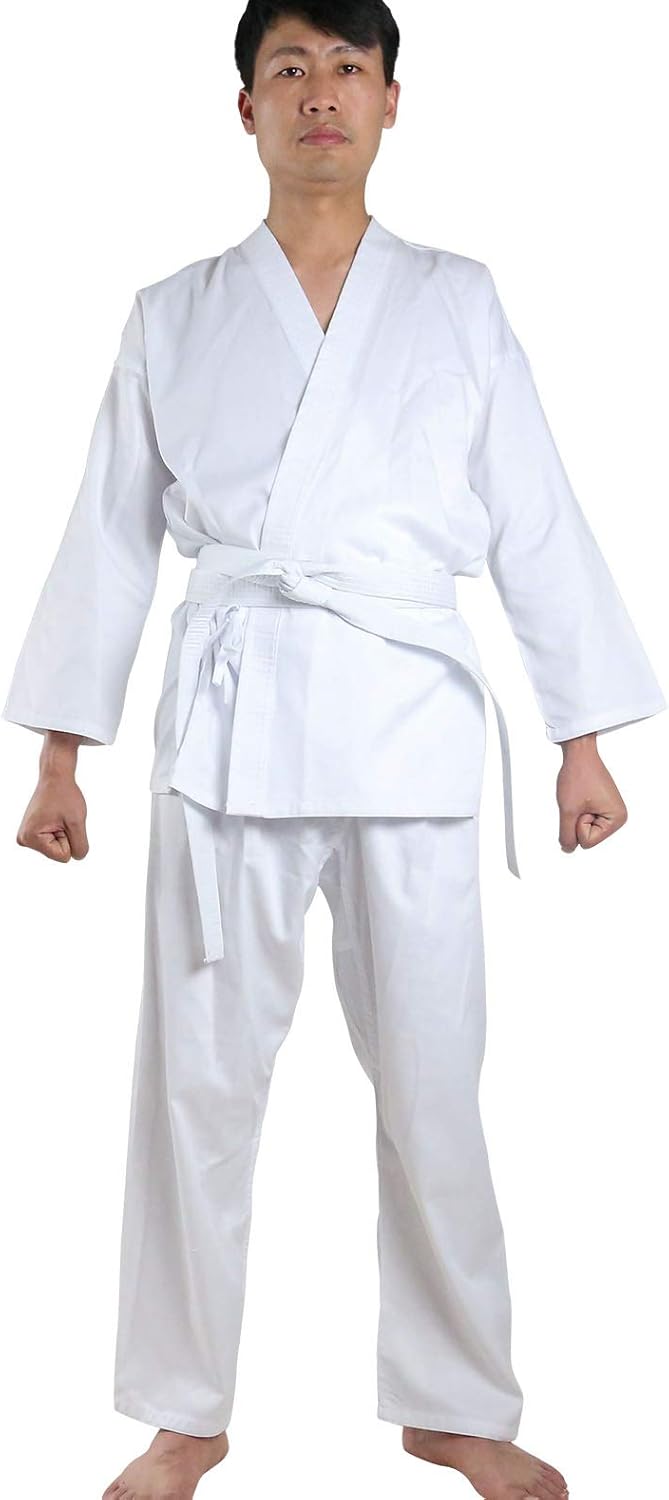White Karate Gi for Kids & Adult Size 0006 FLUORY Karate Uniform with