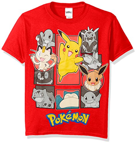 Pokemon big boys pokemon group short sleeve tee, red, m…