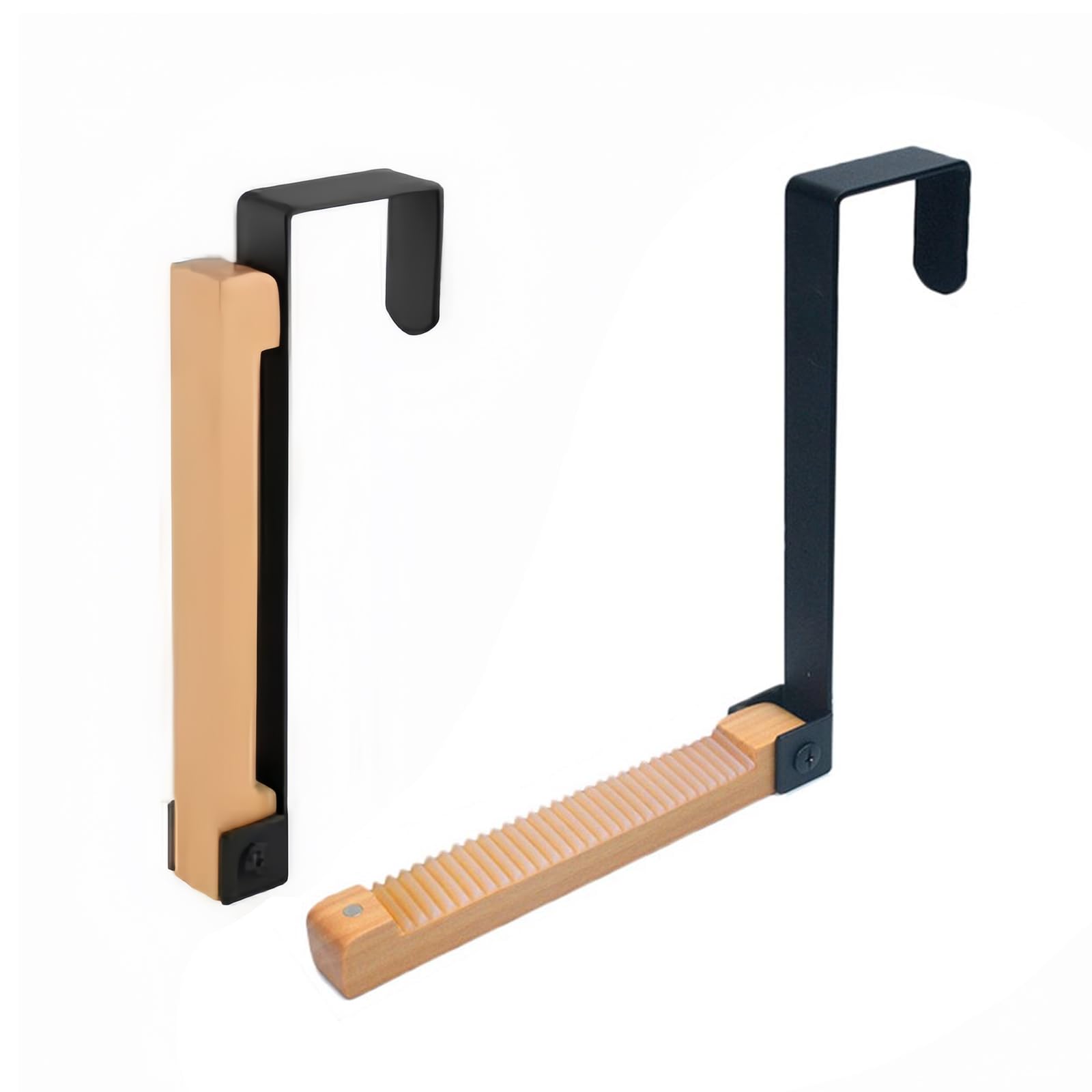 AUSTUFF 2PCS Foldable Over Door Hanger - Black Coat Hanger Hooks for Hanging Clothes, Towels, Coats, Backpacks, Hats
