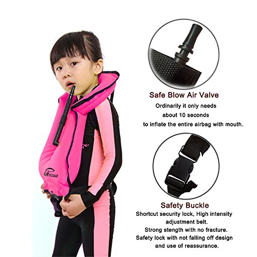 Rrtizan Children Portable Inflatable Life Jacket Snorkel Vest Swimming Life Vest for Boys & Girls - Thumbnail 2