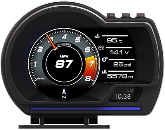 Amazon スピードメーター 車のhudヘッドアップディスプレイobd2 Gpsシステムスマートビークルデジタルスピードメータータコメータセキュリティアラーム自動アクセサリー インストルメントパネル 車 バイク