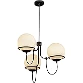 Alora Mood Alba 23" Chandelier | Matte Black Finish | Matte Opal Glass Shades | Italian Modern Classic Decorative Ceiling Lig
