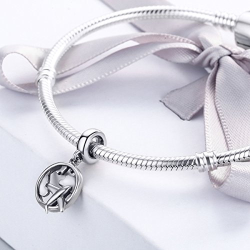 BAMOER 925 Sterling Silver Airplane Charms Pendant Fits European Charms Bracelet - Thumbnail 2