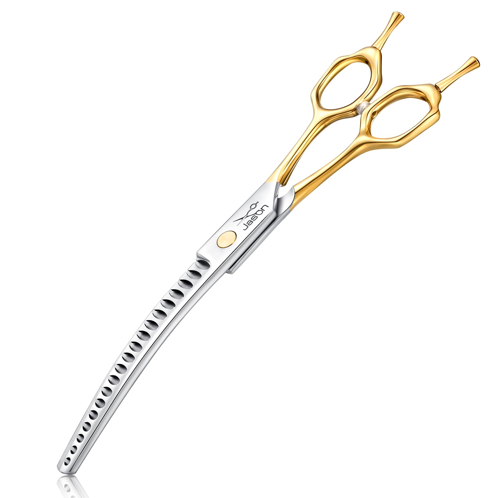 JASON 7.5 Inch Curved Chunker Scissors for Dog 19 Teeth Professional Downward Curved Chunker Shears Japanese 440C Stainless Steel Dog Grooming Scissor with Symmetrical Handle โ image 1