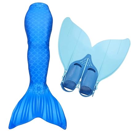 Mermaid Tails for Swimming by Aquamermaid with Monofin - Kids & Adults - Designed for serious swimmers and mermaid schools. (Blue, Small - Kids (waist size 23-26 inches))