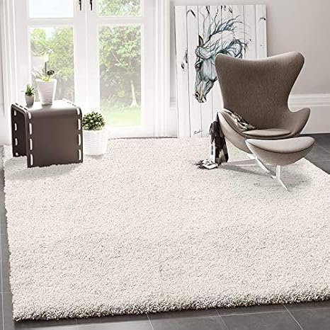 Vimoda Prime Shaggy Weiss Hochflor Langflor Modern Fur Wohnzimmer