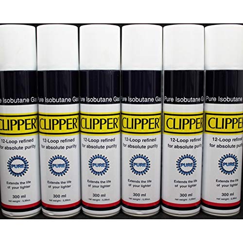 Clipper 6 Can Butane Pure ISOBUTANE Gas Refill Fuel Fluid Lighter Ultra Refined 11 Times 300 ML 5.99 OZ