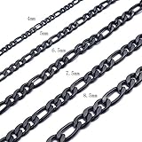 Bowisheet 16-30In 4-8.5MM Black Figaro Stainless Steel Chain Necklace Link Chain for Men Women
