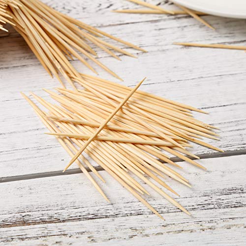 FANTASTIC :) Large Round Bamboo Wooden Toothpicks- 2 Clear Packs of 500 Tooth Picks for Teeth Cleaning, Party Appetizer, Olive, Barbecue, Fruits, Craft Projects, Parties