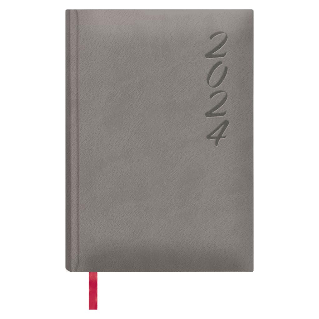 Dohe - Diary 2024 – Day Page – Size: 15 x 21 cm (A5) – 336 Pages – Stitched Binding – Hardcover – Grey – Model Brasilia