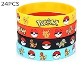 24 Count Pokemon Rubber Bracelet Wristband - Birthday Party Favors Supplies