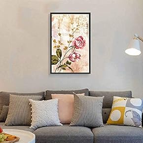 Floating Framed for Living Room Bedroom Vintage Flower for