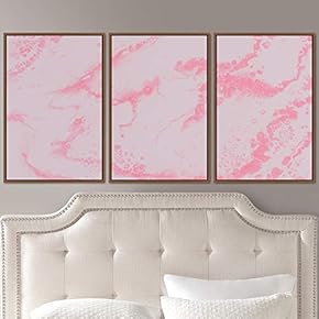 signwin 3 Piece Framed Canvas Wall Art Pink...