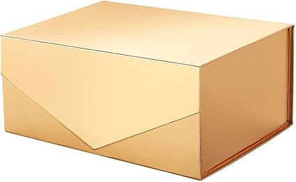 Amazon Com Packhome Caja De Regalo De 9 4 X 7 1 X 3 9 In Caja Rectangular Plegable Con Tapa Magnetica Para Embalaje De Regalo Oro Gris Home Kitchen
