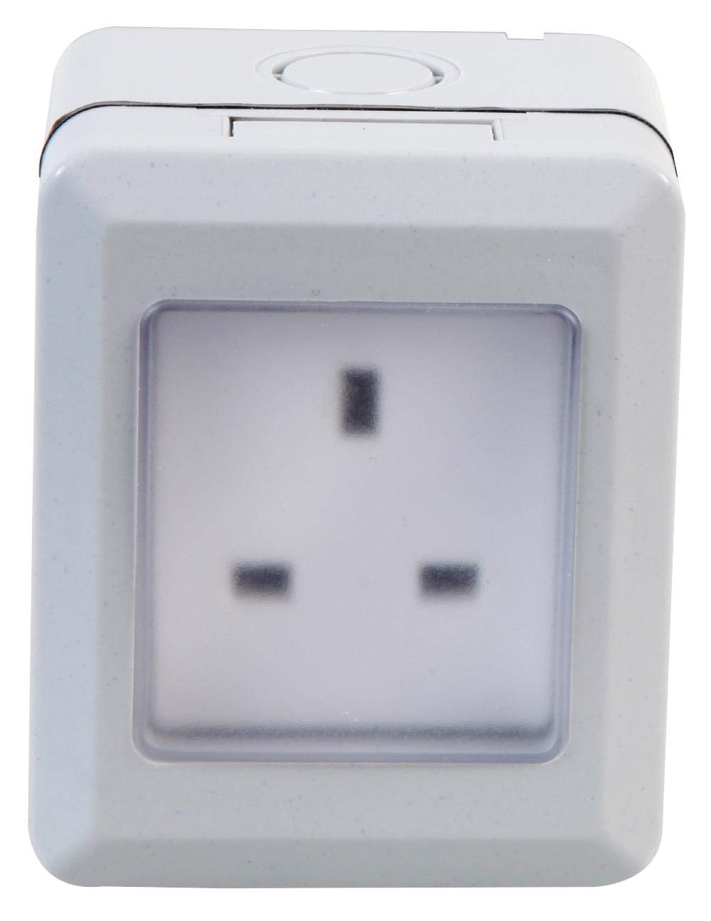 PRO ELEC 1-Gang Weatherproof Mains Socket, IP55 – Outdoor Use, 13A, 250V AC, 20mm Knockouts – PEL00886