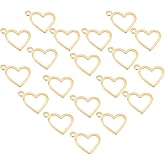 UNICRAFTALE Heart Stainless Steel Charms Open Heart Floating Pendants Hollow Charms for DIY Jewelry Bracelets Necklace Making