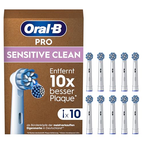 Oral-B Pro Sensitive Clean Electric Toothbrush Heads, 10 Count - Extra Soft Bristles, Original Replacement Brush Heads, Deep Plaque Removal, Gentle Cleaning for Teeth & Gums, Mailbox Compatible,