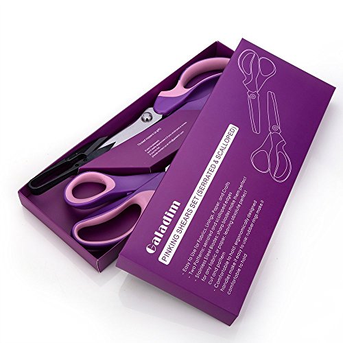 image for Galadim Pinking Shears Set (5MM, Purple, Pack of 2 PCS, Serrated & Sca