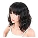 KRSI Fashion Hairstyles Black Mix Brown Synthetic Wigs for Black White African American Women Heat Resistant Natural Wavy Women's Custom Cosplay Party Wigs 14inch+Free Wig Cap