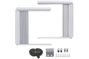 DIDnDID Window Air Conditioner Side Panels with Frame, Room AC Accordion Filler Curtain Kit Replacement, Adjustable Insulation AC Side Panel Include Frames