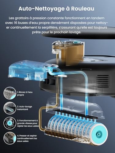 Lefant M5Pro Robot Vacuum Cleaner Washer, 18000 Pa, Instant Automatic Cleaning with Wheeled Mop, 75°C Mop Wash in Hot Water, 8mm Mop Lift, 5G/2.4G WiFi