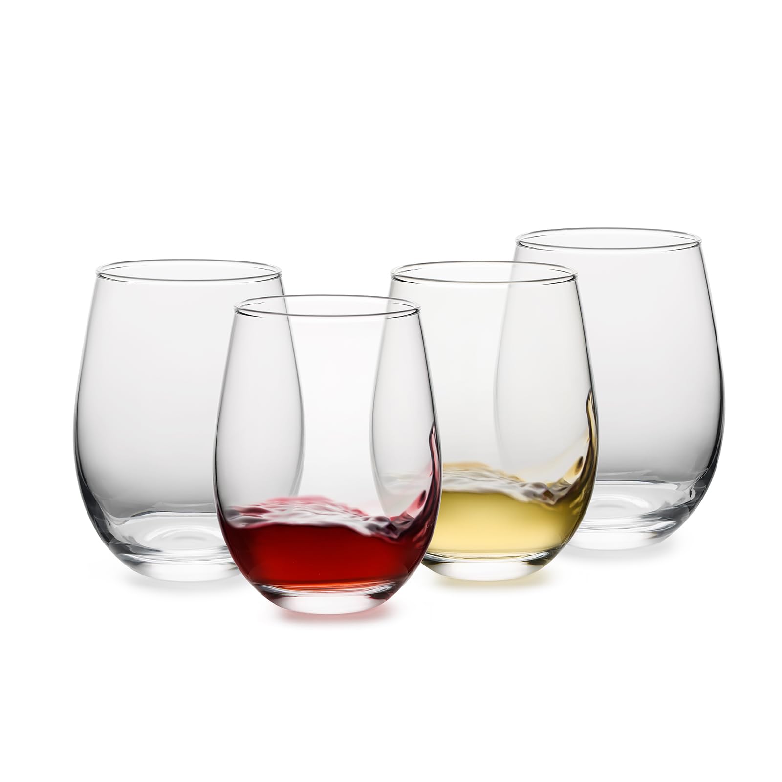 Photo 1 of OUWO Stemless Wine Glasses Set of 4, 18 Ounces Red & White Wine Glasses for Party, Lead-free, Ideal Wine Accessories Gift (Clear)