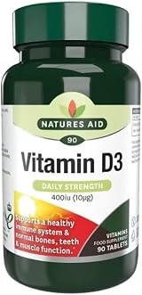 Natures Aid Vitamin D3 10µg 400IU High Strength 90 Tablets Vegan