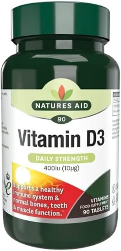 Natures Aid Vitamin D3 10µg 400IU High Strength 90 Tablets Vegan