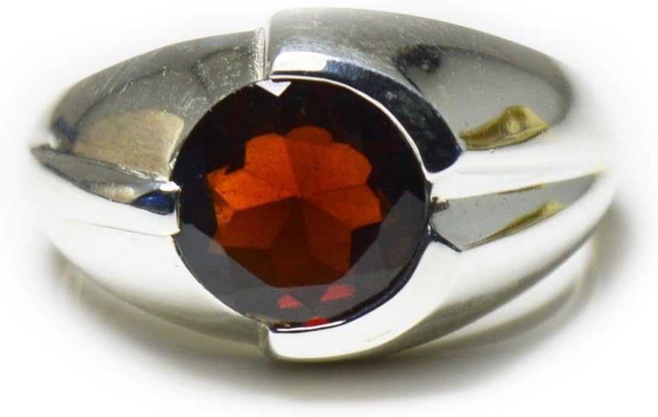 Choose Your Color Natural Gemstone Silver Statement Rings for Men Round Cut Handmade Sizes H to Z