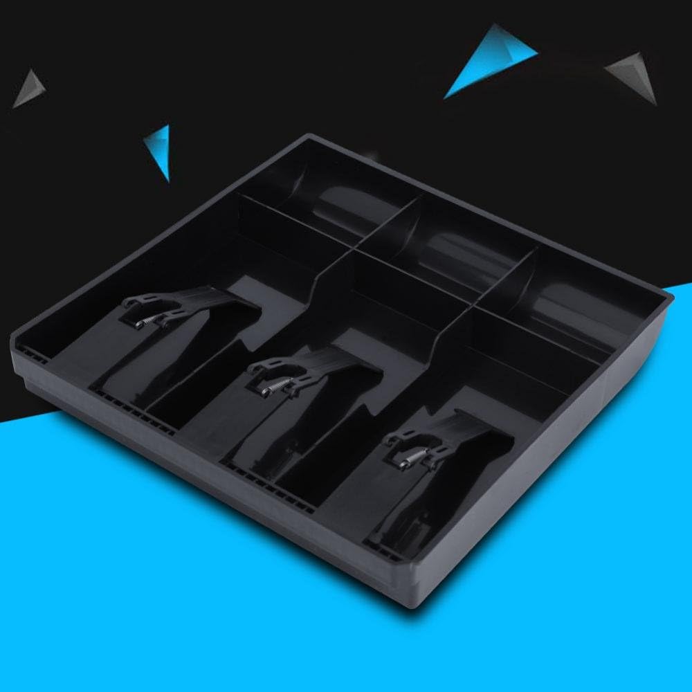 Cash Drawer Register Insert Tray, Replacement 3 Bills 3 Coins Money Storage Box Plastic 9.6 x 9.6 x 1.4inch Black & White(Black) : Office Products
