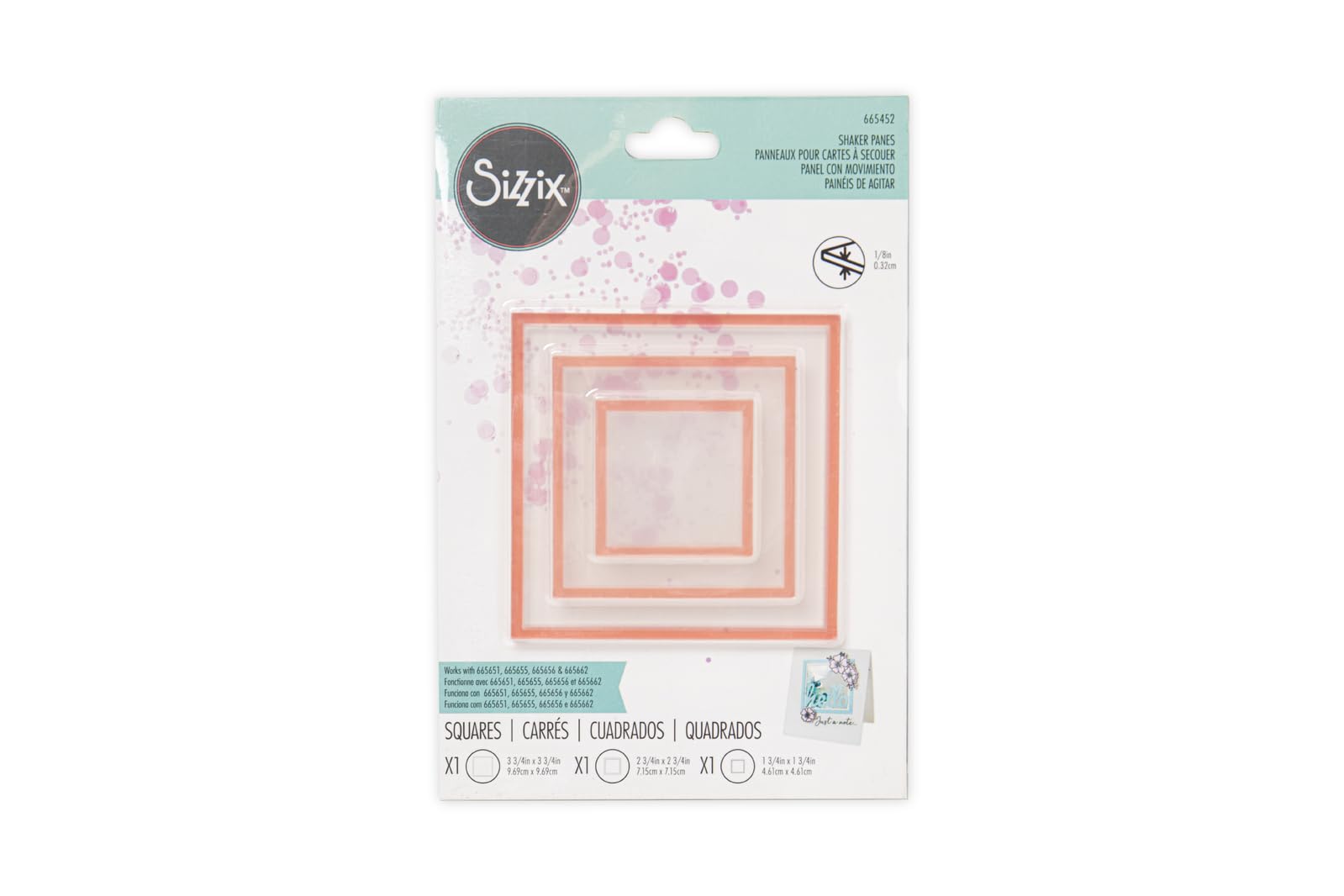 Sizzix Making Essential Shaker Panes Squares 1 2 3 1/2" 3PK, Multicolor, One Size