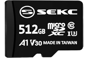 SEKC 512GB MicroSDXC Memory Card with Adapter - UHS-I U3, A1, V30, 4K, C10, Micro SD - SV30A1512