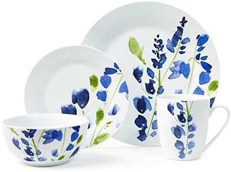 Porcelain Dinner Set Romantic Blue, 32-Piece Microwave and dishwasher safe ( Service for 8)