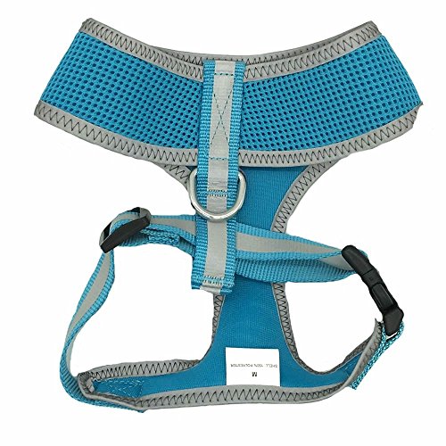 Lanyar Turquoise Reflective Mesh Soft Dog Harness Safe Harness No Pull Summer Pet Harnesses for Small Dogs,Medium Size