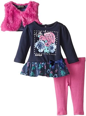 Baby Glam Baby-Girls Newborn Floral 3 Piece Vest Set, Regal, 6 Months