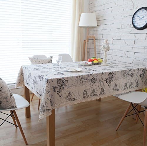 Retro butterfly pattern table cloth restaurant dining tablecloth linen living room decoration party tablecloth Wedding decoration cloth 140 X 220 cm 55x87 inch