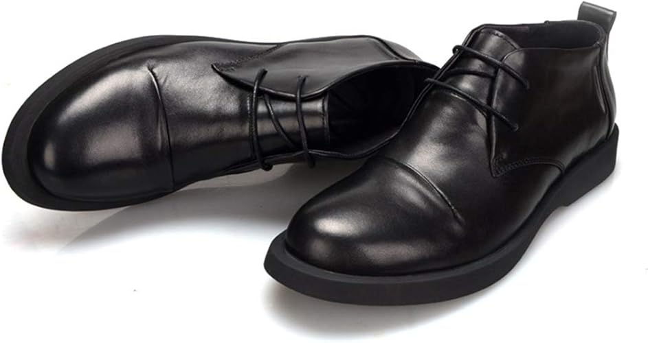 Amazon ジョイジョイ チャッカブーツ カジュアルシューズ メンズ 本革 レースアップ 大きいサイズ シンプル くしゅくしゅ ローカット 革靴 春秋用 ウォーキング 防滑 軽量 ブラック 紳士靴 一体化 ドレープ 黒 ローファー スリッポン