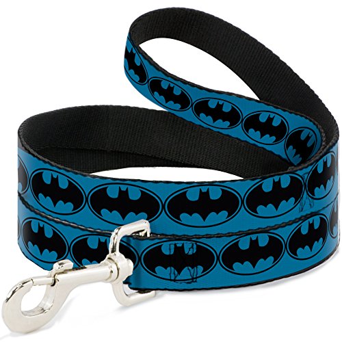 Buckle Down Pet Leash - Bat Signal-3 Blue/Black/Blue - 4 Feet Long - 1