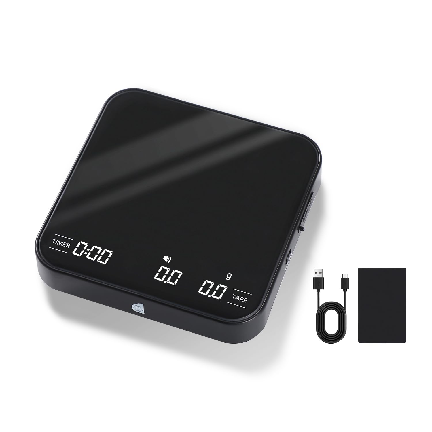 Photo 1 of Mini Digital Coffee Scale with Timer/Tare, 2kg/0.1g Accurate Rechargeable Scale, 4 Modes & 3 Units for Espresso and Pour-Over, Gravity Sensor, Brighness LED Display, Tempered Glass Top, Silicone Pad