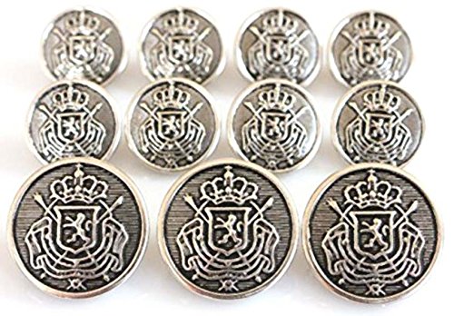 Ycee 11 pieces antique silver toned metal blazer button…
