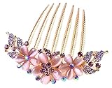 AnVei-Nao Womens Girls Rhinestones Flower Hair Combs Pins Hair Accessories Purple