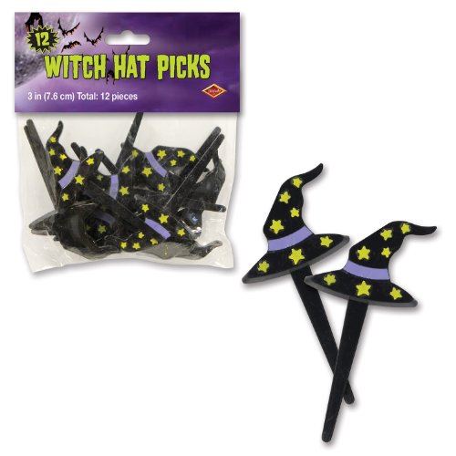 Beistle 12-Pack Witch Hat Picks, 3-Inch